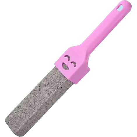 Brosse de nettoyage de toilettes en pierre ponce avec poignée, visage souriant rose, manche en plastique, paquet de 2 (1/5)