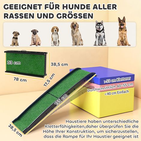 Rampe pliable pour chien, marches antidérapantes, aide à l'accès au coffre de voiture, pour animaux jusqu'à 90 kg, 155 x 38,5 x 15,5 cm, noire (1/5)