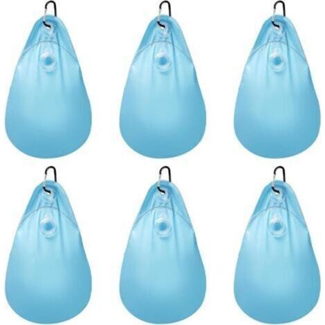 Lot de 6 sacs à eau pour bâche de piscine avec crochets, Sacs D'Eau Lourds pour Couverture de Piscine, en PVC, anti-fuite, sac à suspendre, à remplir, poids pour bâche de piscine d'hiver