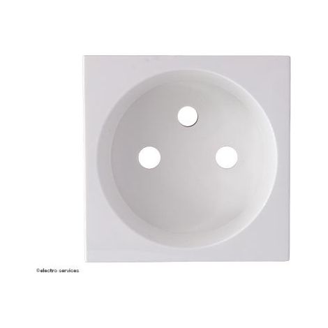 Hager – Enjoliveur prise de courant 2P+T – Finition blanche – Usage intérieur – Largeur 45mm – Compatible avec mécanisme Gallery
