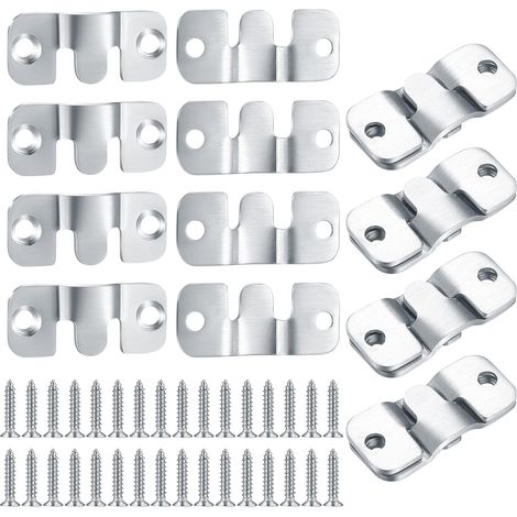 16 Pièces Support Montage Encastré Dissimulé, Supports Suspension Emboîtement Robuste, Connecteur de Meubles, Matériel Suspension Mural Acier Inox Suspendu pour Photos, Miroirs, Sffichage d'image (441 (1/5)