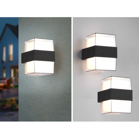 LED Außenwandleuchten 2er SET eckig UP and DOWN Anthrazit 13x9cm (1/5)