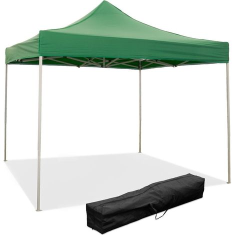 Gazebo Richiudibile Pieghevole 3x3m in Acciaio e PVC Impermeabile Verde (1/5)