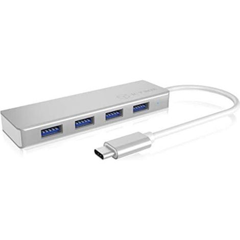 HUB ICY BOX USB-C 3.2 Gen 1 5Gbps Plata (1/4)