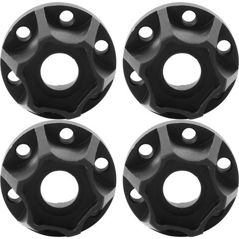 4 adaptateurs hexagonaux noirs pour roues de voiture RC SCX10 1/10 (crawler RC, roues de 1,9 et 2,2 pouces, diamètre 20 mm). (1/5)