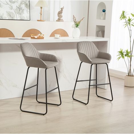 chaise salon lot 2 tissu gris 50,5 cm OKMYHOME (1/4)