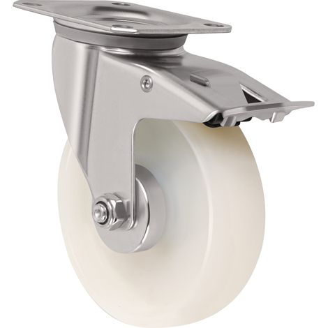 Rueda  giratoria con  bloqueo D.200mm  Capacidad de  carga 350kg  con bloqueo  PA 135x110mm  TECWERK (1/2)