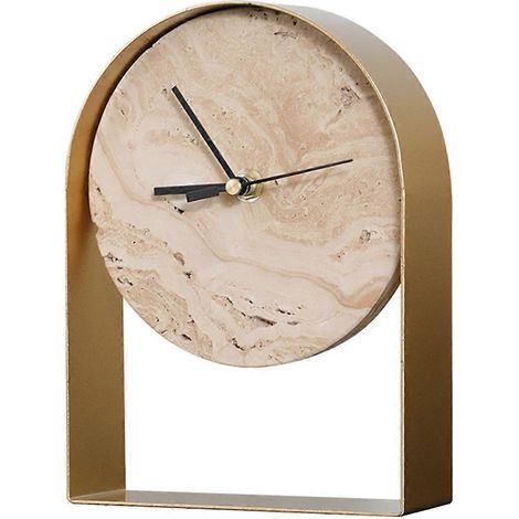 Statue d'horloge décorative pour salon, ornements décoratifs en marbre pour étagère, sculptures décoratives pour bibliothèque et salle à manger, couleur or (1/5)