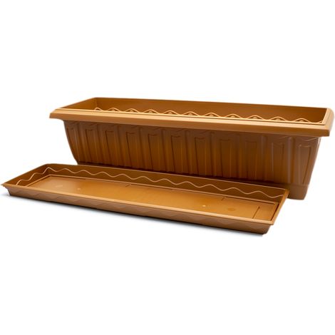 Jardinera plastico con plato 60 cm Marron (1/4)