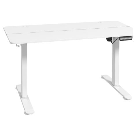 Bureau 140x70x116 cm avec 2 crochets, 2 passe-câbles, blanc