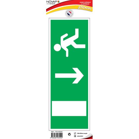 Panneau Sortie de secours en bas - Vinyle adhésif 330x120mm - 4032504