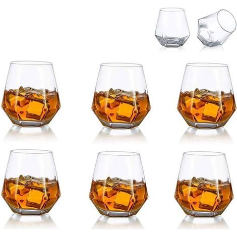 Set mit 6 Whiskygläsern, 300 ml klassisches Whiskyglas für Rum, Spirituosen, Cognac und Wodka