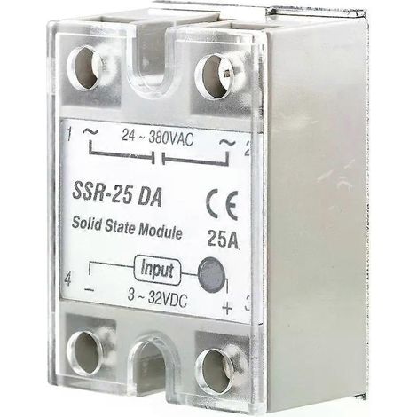 Für Halbleiterrelais SSR-10DA, SSR-25DA, SSR-40DA, SSR-50DA, 10 A, 25 A, 40 A, 50 A, tatsächlich 3–32 V DC bis 24–380 V AC, SSR 10DA 25DA 40DA 50DA-JXLGV (1/4)