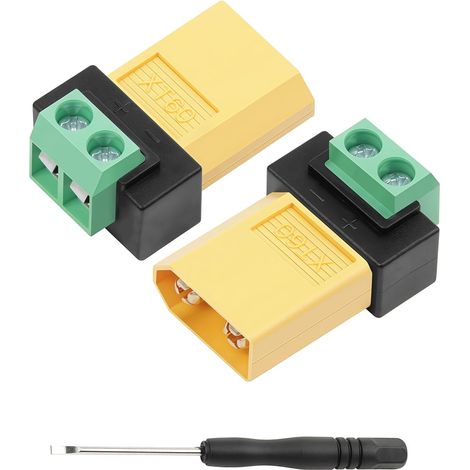 Adaptateur XT60 vers Bornes à 2 Broches Connecteur sans Soudure pour Drone, Batterie Lithium, Modèle RC, DIY (Fiche XT60) (1/5)