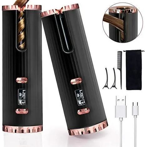 Fer à friser automatique - Unipampa - Modèle sans fil - Écran LCD - 6 températures - Rechargeable USB (1/4)