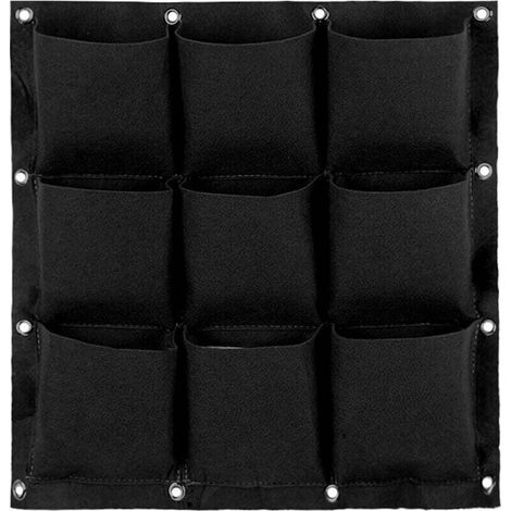 Sac à Plantes Mural Sac de Plantation Suspendu Plante Sac De Croissance Jardinière Murale Verticale Intérieur Extérieur Fleur 9 Poches pour la maison, le bureau et le jardinage à la maison avec (Noir) (1/4)