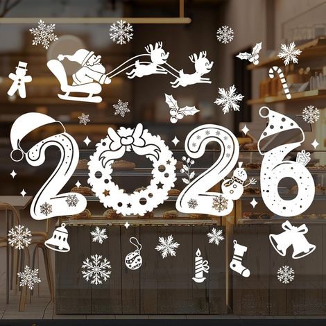 2026 Autocollants de fenêtre, autocollants en verre double face autocollants d'hiver vacances de Noël verre de fête de bureau à domicile (1/5)