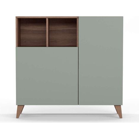 Recibidor zapatero modelo 510 acabado nogal/verde, 90x90x26 (alto x ancho x fondo) (1/5)