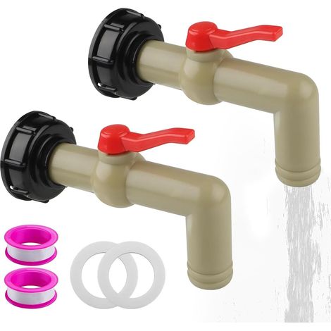 Stück Hahn für IBC-Tanks, Auslasshahn, Kunststofftankhahn, Wassertankhahn S60x6 Grobgewinde, geeignet für Wassertanks, Regentonnen, IBC-Tanks (30 mm) (1/5)