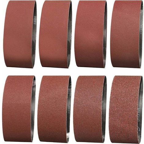Bande Abrasive 100X610 mm- Grains 2 X 40/60 /80/120/150/180/240/320 Bande de Ponceuse pour le Ponçage, le Polissage et le Dépoussiérage, Idéale pour le Bois (16 Pièces)