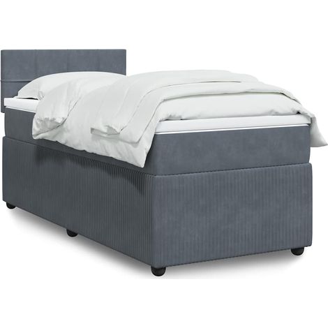 Boxspringbett mit Matratze Dunkelgrau 80x200 cm Samt