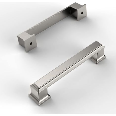 JSSEVN - 6 Pieces Brushed Nickel Kitchen Cabinet Handles 96mm Zinc Alloy Furniture Handles with Screws, for Offices, Drawers, Cabinets, Cupboards (1/5)