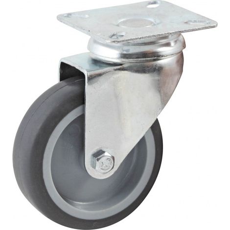 Lenkrolle mit rechteckiger Platte AVL - Gummirad Ø 75 mm - glatte Bohrung - Tragkraft 70 kg - 552831L