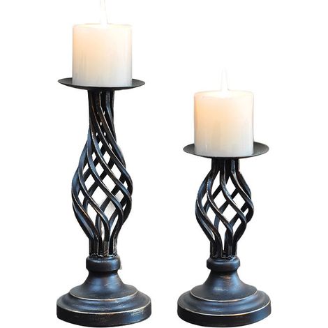 2pcs Bougeoir En Métal Vintage Support De Bougie Pilier Idéal Pour Les Bougies Led Chandelier Décoration (1/5)