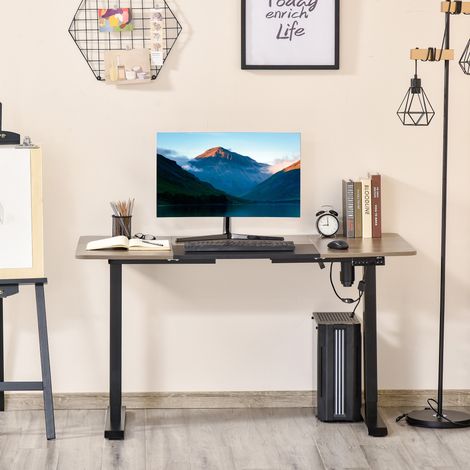 Escritorio Eléctrico con Altura Ajustable y 4 Teclas de Memoria para Oficina Hogar 140x70x72-116 cm Negro y Teca (1/5)