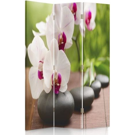 Paravento bilaterale 360, Orchidea e pietre scintillanti - 110x170 (1/5)