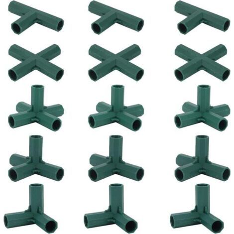 15 connettori per telaio serra, connettori angolari per telaio da giardino, asta a elica da 16 mm, 4 tipi di staffe stabili e resistenti per serra