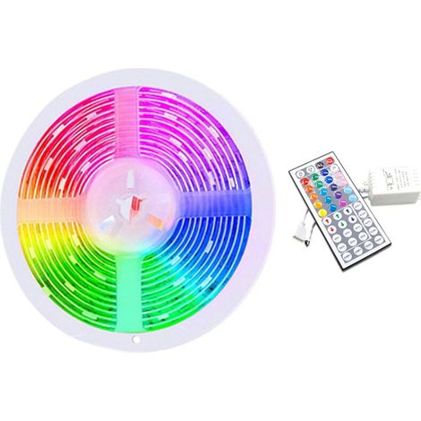 Bande LED RGB 2835 de 5 m, flexible, avec télécommande à 44 boutons et contrôleur, idéale pour une chambre décorée pour la Saint-Valentin. (1/5)