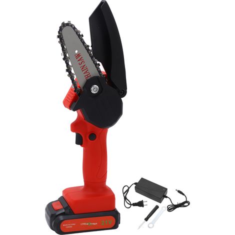 Scie à chaîne mini sans fil 7 pouces, tronçonneuse électrique à main sans balais, batterie lithium, prise US 100-240V (1/5)