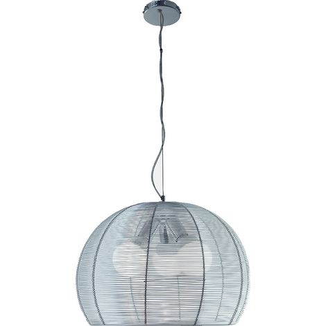 Sospensione Moderna Basket Alluminio E Metallo Grigio 3 Luci E27 50Cm (1/3)