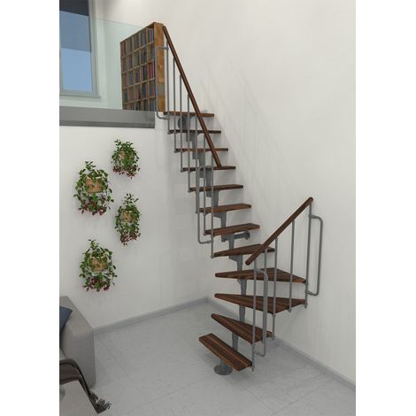 Minka Mittelholmtreppe Joker Turn 35 - 304cm Geschosshöhe Walnuss Grau