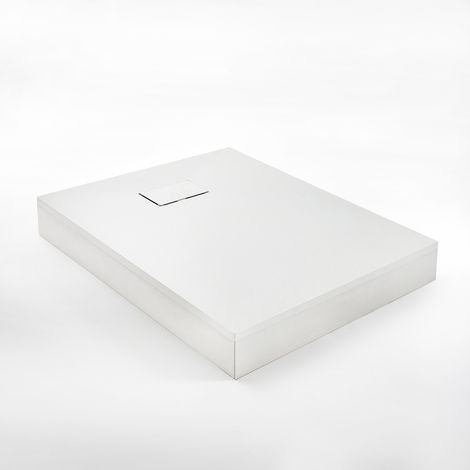 Milano Rasa 1800mm x 900mm White Textured Slate Effect Rectangular Shower Tray and Fast Flow Waste - With Corner Riser Kit (1/5)