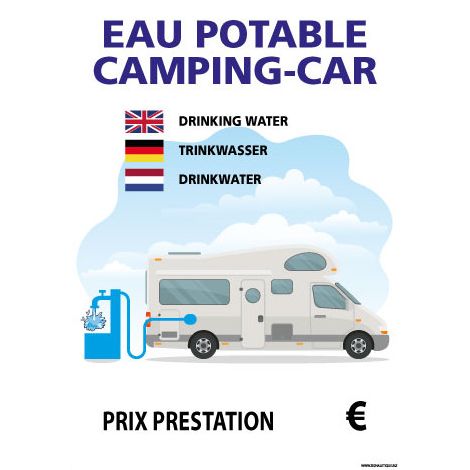 PANNEAU EAU POTABLE CAMPING-CAR PERSONNALISABLE (H0454) - Adhésif - 75 x 105 mm