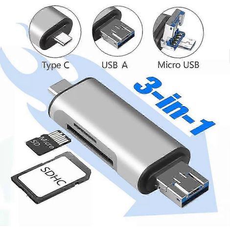 Lecteur de cartes SD 25-26 Go OTG 3 en 1 USB haute vitesse/Micro USB/Type C (1/4)