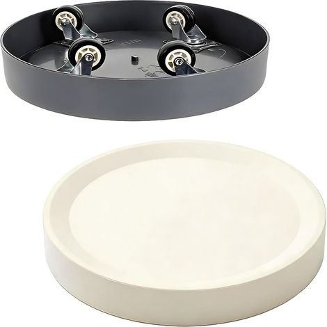 Lot de 2 Supports sur roulettes pour Plantes, Chariot Rond à Roues Cachées, Plateau Mobile pour Pot de Fleur Intérieur,Diamètre intérieur 18,5 cm, Capacité 50 kg, Gris + Gris Clair (1/5)