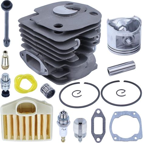 Kit de piston de cylindre BIG BORE pour Husqvarna 372 371 365 362, PLAQUE NIKASIL 50MM, cylindre, piston, axe, segment, circlip, roulement à aiguilles, joint de cylindre, décompression, filtre à air (1/5)