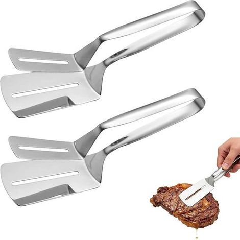Pinzas para carne, 2 piezas, Pinzas para servir, Pinzas para pescado, Pinzas para parrilla, Pinzas para parrilla, Acero inoxidable, 26 cm (1/5)