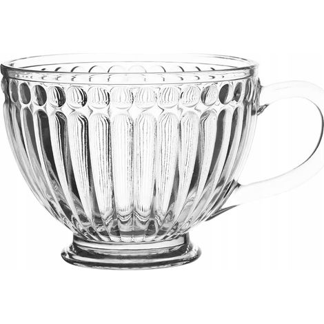 Vaso de cristal con pie, estriado, transparente, 430 ml, 1 unidad, Lily (1/2)