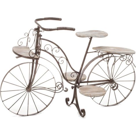 Porte-Plantes en Bois "Vélo" 97cm Chêne (1/4)