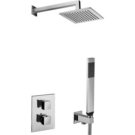 Kit doccia termostatico completo Paffoni Level KITLEQ518CR/M  Cromo - Acciao inox - Con set doccia