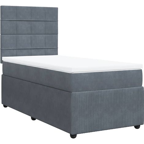 Maison Exclusive - Sommier à lattes de lit et matelas Gris foncé 90x190 cm Velours (1/5)