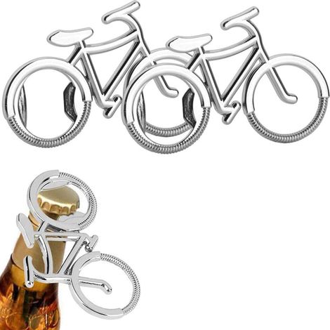 2 Pièces Portable Vélo Créatif Bouteille Bière Opener Key Chain Créatif Décapsuleur Bière Porte-Clé Ouvre-Bouteille, Alliage de Zinc, Cadeau D'anniversaire pour Les Hipsters et Les Amateurs de Vélo, (1/4)