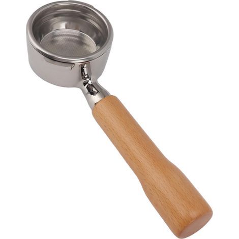 Portafilter sans fond 58mm avec poignée bois et deux oreilles pour machine café Gaggia Baby Classic C1 couleur hêtre (1/5)