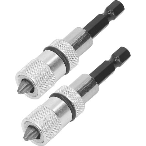 2 Stück Schnellwechsel-Bithalter, Sechskant 1/4 Zoll, magnetisch, Tiefenverstellbar, mit Kreuzschlitzschraubendreherbits (1/5)