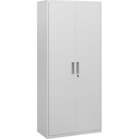 Five Shelf Lockable Steel Office Cabinet - White (1/3)