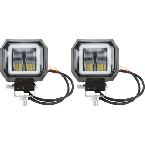 Barre lumineuse carrée à LED 20 W 6500 K avec projecteur, feux de jour, feux de position latéraux et antibrouillards pour camions, SUV et quads tout-terrain, ouverture jaune (1/5)